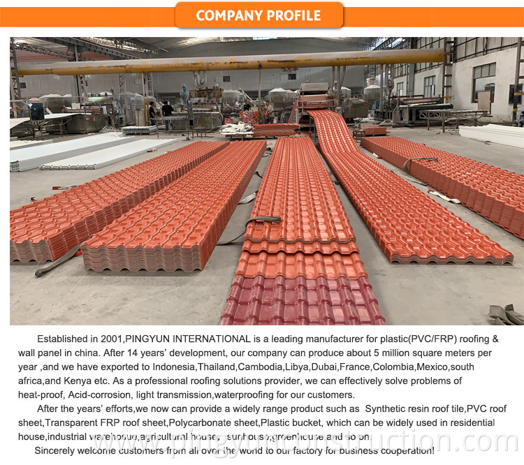 apvc roofing tiles for pavilion